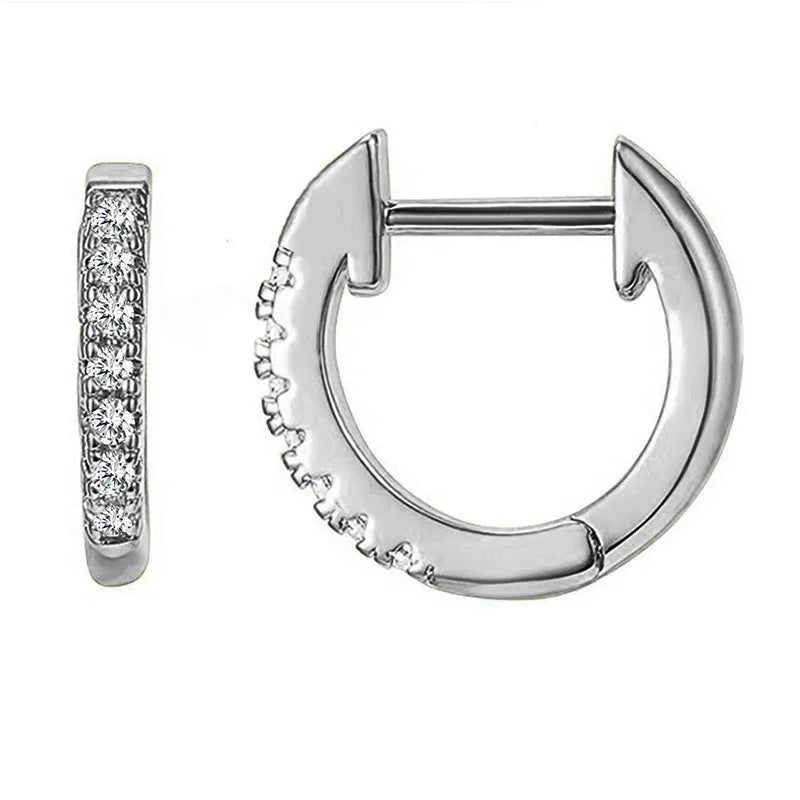 Classic Silver Hoop Earrings 925 for Women 14k D Real Moissanite Small Hoops