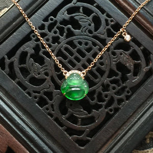 Silver Inlaid Hetian Jade Laughing Buddha Pendant Necklace