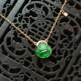 Silver Inlaid Hetian Jade Laughing Buddha Pendant Necklace
