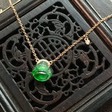 Silver Inlaid Hetian Jade Laughing Buddha Pendant Necklace