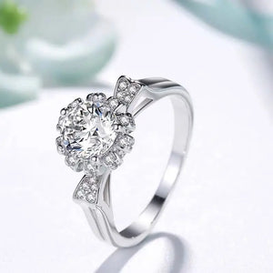 Silver Plated Crown Wedding Ring Zircon Bridal Ring