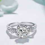 Silver Plated Crown Wedding Ring Zircon Bridal Ring