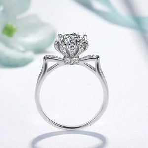 Silver Plated Crown Wedding Ring Zircon Bridal Ring