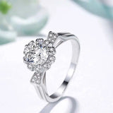 Silver Plated Crown Wedding Ring Zircon Bridal Ring