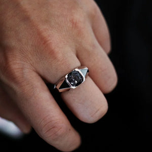 Silver Metal Gemstone Mens Ring for Banquet