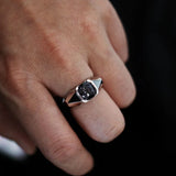 Silver Metal Gemstone Mens Ring for Banquet