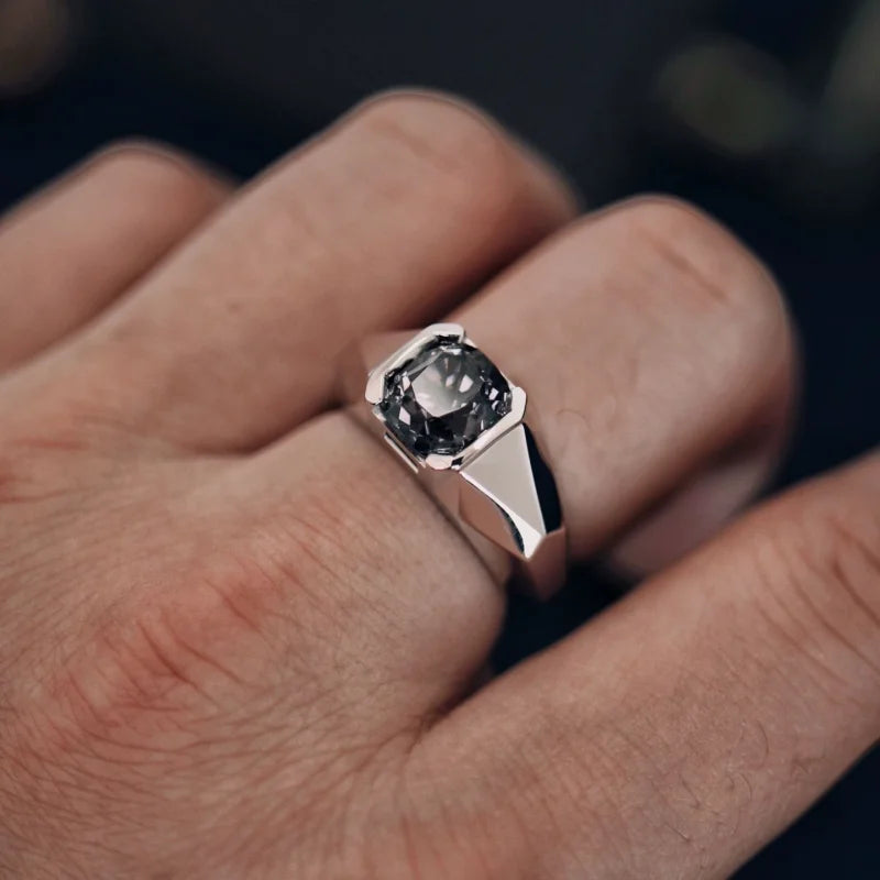 Silver Metal Gemstone Mens Ring for Banquet