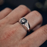 Silver Metal Gemstone Mens Ring for Banquet
