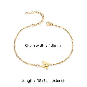 Classic 26 Initials Women Bracelet Stainless Steel O-Chain Jewelry Gift