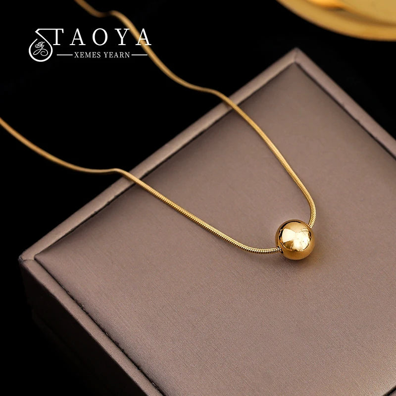 Classic Ball Pendant Titanium Steel Short Necklace