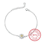 925 Silver Sunflower Daisy Bracelet for Women