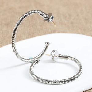 Silver Geometric Hoop Earrings for Women - Versatile Female Jewelry