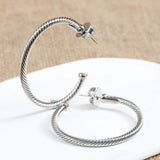Silver Geometric Hoop Earrings for Women - Versatile Female Jewelry