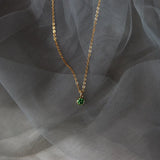 Mini Red Green Zircon Pendant Necklace 925 Sterling Silver Clavicle Chai
