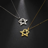 Heartagram Star Pendant Necklace Men's Women's Star of David Necklace