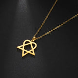 Heartagram Star Pendant Necklace Men's Women's Star of David Necklace
