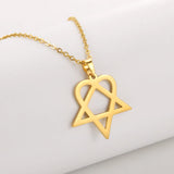 Heartagram Star Pendant Necklace Men's Women's Star of David Necklace