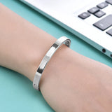 Smooth Stainless Steel Bracelet Flat Cuff Open Bangle Women Jewelry