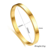 Smooth Stainless Steel Bracelet Flat Cuff Open Bangle Women Jewelry