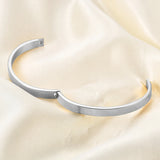 Smooth Stainless Steel Bracelet Flat Cuff Open Bangle Women Jewelry