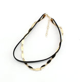 Classic Double Layer Leather Rope Choker Necklace