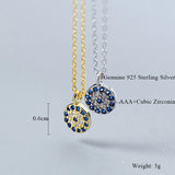 Crystal Evil Eyes Pendant Necklace 925 Sterling Silver Choker Necklaces
