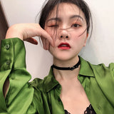 Women's Leather Choker Necklace Statement Jewelry