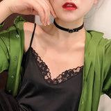 Women's Leather Choker Necklace Statement Jewelry