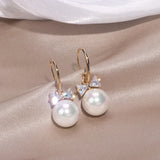 Pearl Drop Dangle Earrings Cubic Zirconia Bridal Jewelry