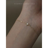 Classic Diamond S925 Sterling Silver 14K Bracelet Zircon Daily Temperament