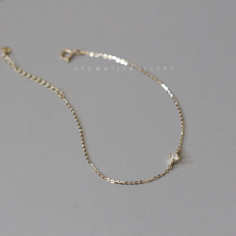 Classic Diamond S925 Sterling Silver 14K Bracelet Zircon Daily Temperament