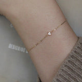 Classic Single Diamond S925 Sterling Silver Plated 14K Bracelet Zircon