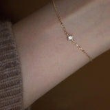 Classic Single Diamond S925 Sterling Silver Plated 14K Bracelet Zircon