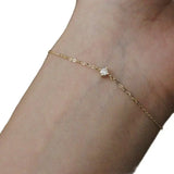 Classic Single Diamond S925 Sterling Silver Plated 14K Bracelet Zircon