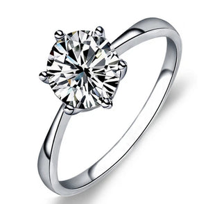 6 Claw Ring Austria Crystal Wedding Ring Christmas Gift Women Jewelry