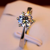 6 Claw Ring Austria Crystal Wedding Ring Christmas Gift Women Jewelry