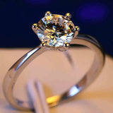 6 Claw Ring Austria Crystal Wedding Ring Christmas Gift Women Jewelry