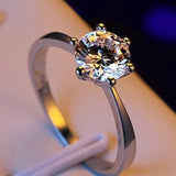 6 Claw Ring Austria Crystal Wedding Ring Christmas Gift Women Jewelry