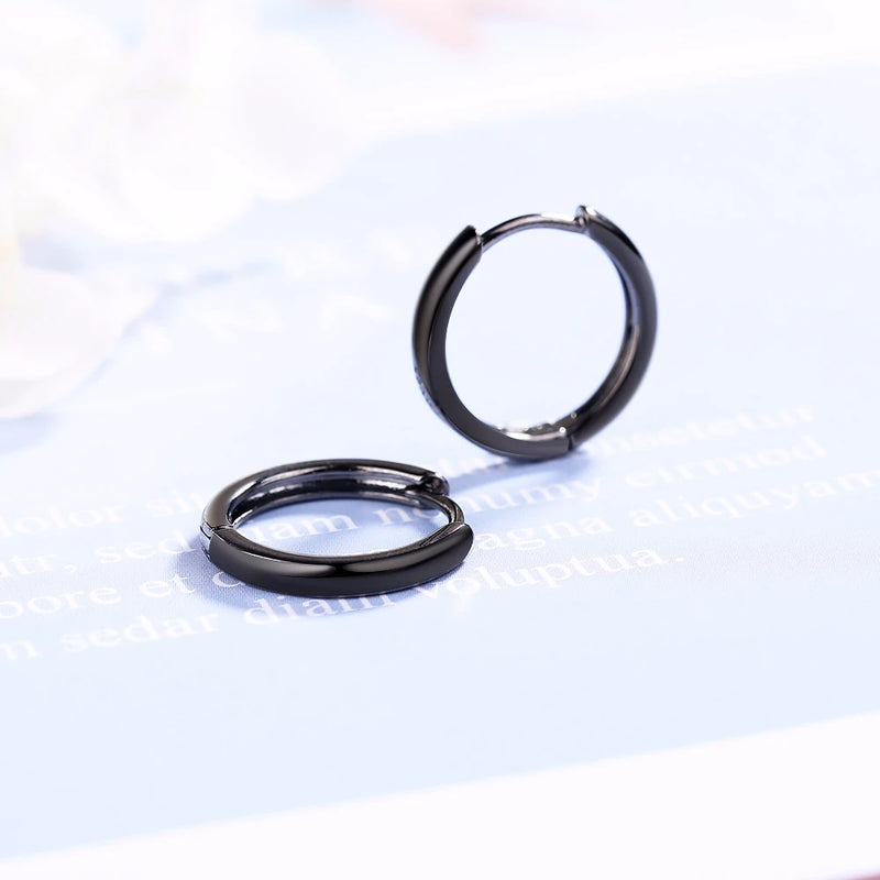 925 Sterling Silver Smooth Round Hoop Earrings for Men and Women