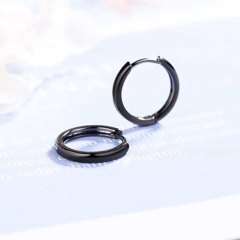 Sterling Silver Round Hoop Earring Studs for Men Women