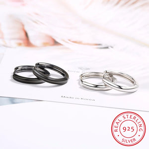 925 Sterling Silver Smooth Round Hoop Earrings for Men and Women