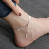 Snake Chain Anklet Silver 925 Girls Jewelry Foot Charm Gift Bangle