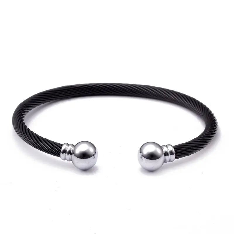 Stainless Steel Open Cuff Bangles Vintage Mesh Surface Bracelets