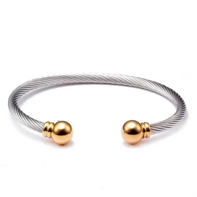 Stainless Steel Open Cuff Bangles Vintage Mesh Surface Bracelets