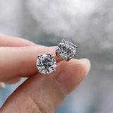 925 Silver Diamond Stud Earrings for Women