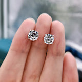 925 Silver Diamond Stud Earrings for Women
