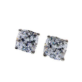 925 Silver Stud Earrings 7*7mm Square Diamond Wedding Jewelry