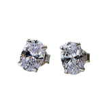 925 Sterling Silver Oval Diamond Stud Earrings Wedding Party Jewelry