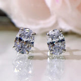 925 Sterling Silver Oval Diamond Stud Earrings Wedding Party Jewelry