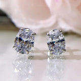 925 Sterling Silver Oval Diamond Stud Earrings Wedding Party Jewelry